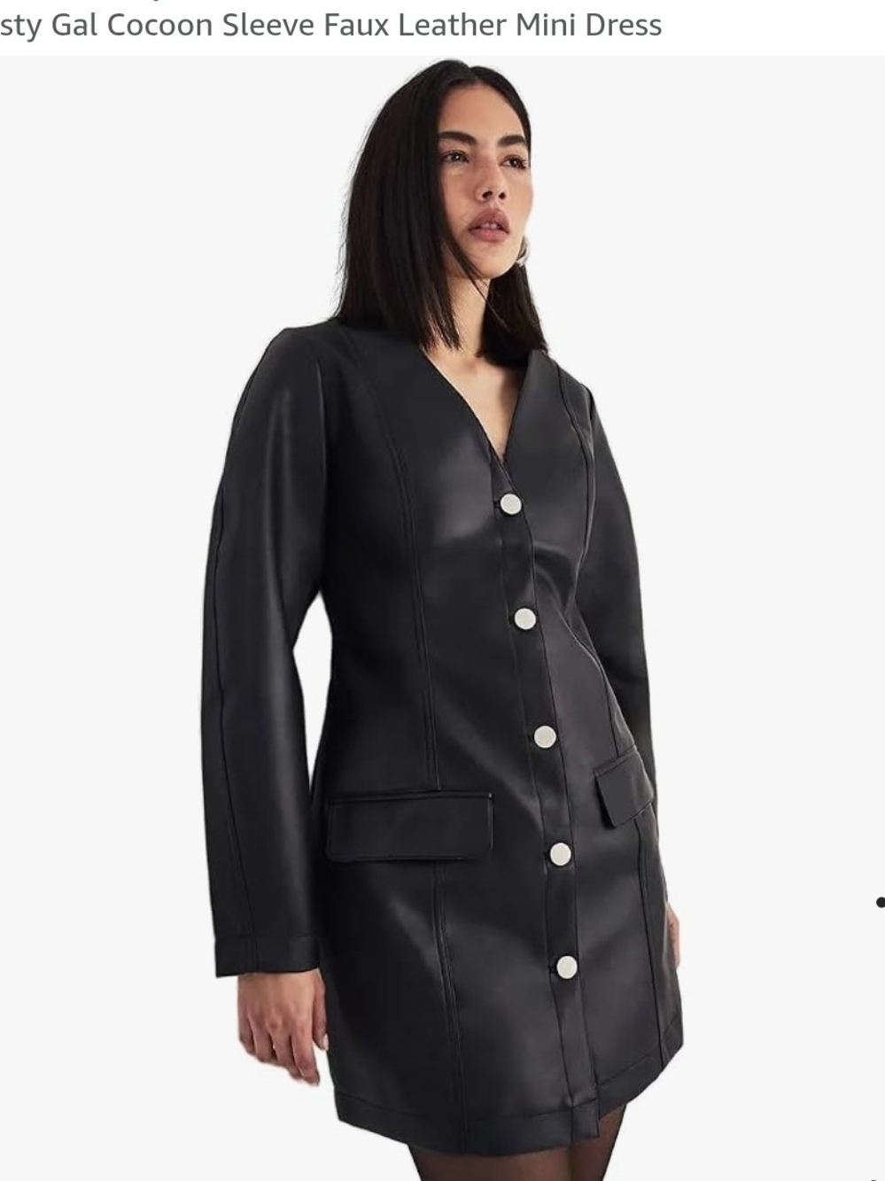 Nasty Gal Black Faux Leather Cocoon Sleeve Mini Blazer
